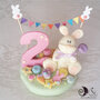 Cake topper tea party coniglietti e dolcetti compleanno e bandierine personalizzabile