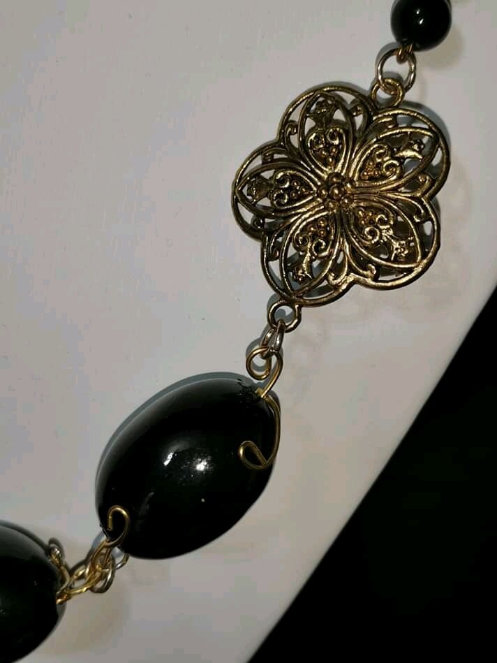 Collana In Ossidiana Nera Naturale – Rosa Intagliata, Amuleto Donna, Gioielli Healing