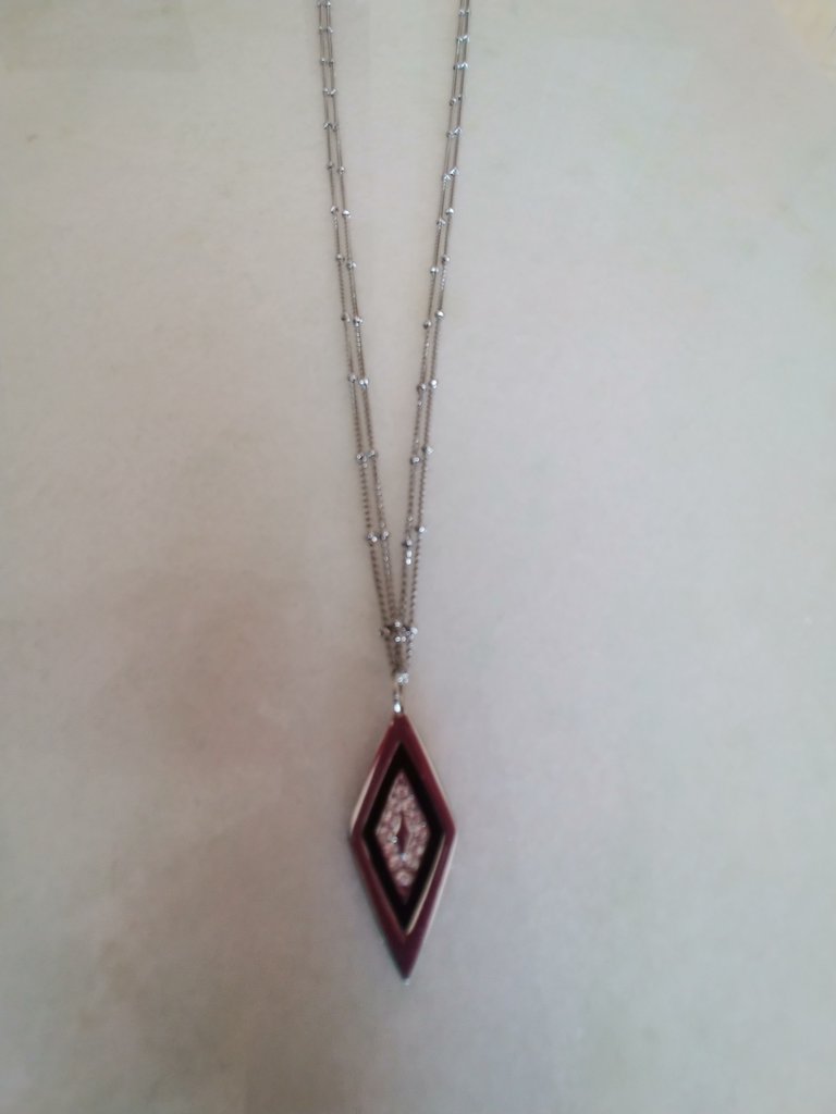 Collana A Targhetta Cane DAD In Acciaio Inox E Smalto Nero, Con Diamante Originale, Catena 24 Pollici