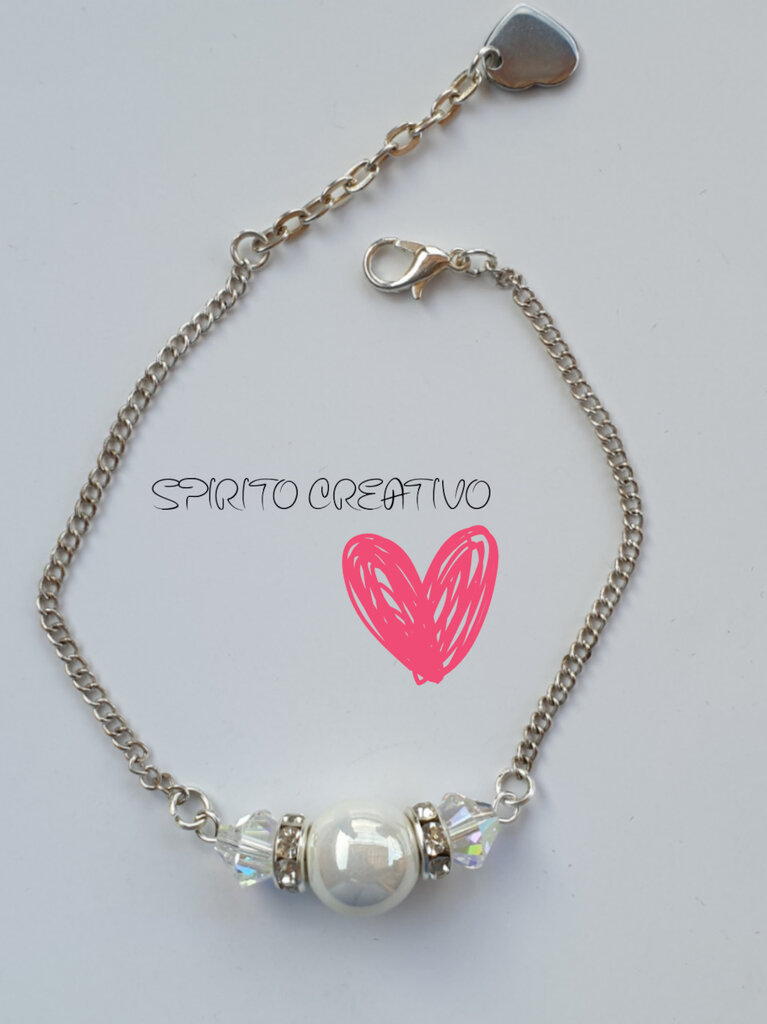 LES POULETTES BIJOUX Bracciale Con Perla Bianca D'Acqua Dolce E Perline Opache | Argento 925