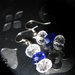 Orecchini con tre perle semicristalli blu e trasparent