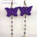 Orecchini pendenti con farfalle in fimo, catenella a rosario e perle coltivate