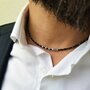 Collana uomo artigianale ematite e tanzanite. Collana sottile minimal, fatto a mano, idea regalo coppie