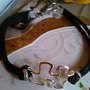 BRACCIALE UOMO IN ALCANTARA NERO - PUZZLE IN ARGENTO - FESTA PAPA - PEZZO UNICO - DONNA - 