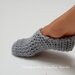Babbucce/pantofole donna pura lana fatte a mano uncinetto - azzurro