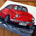 Quadro Fiat 500 rossa pop art acrilico su tela vintage arredo design