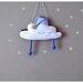 Nuvola a forma di cuscino con berretto da notte - bianco, beige e blu. Arredamento bambini Milipa