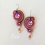 Orecchini alla moda/Pendenti a soutache/Orecchini bordeaux 