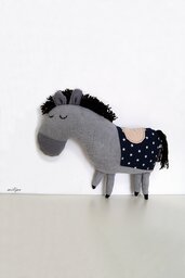 PONY REALE cavallucio di stoffa pony di pezza pupazzi bambini morbido cavallo di stoffa grigio 33 cm.