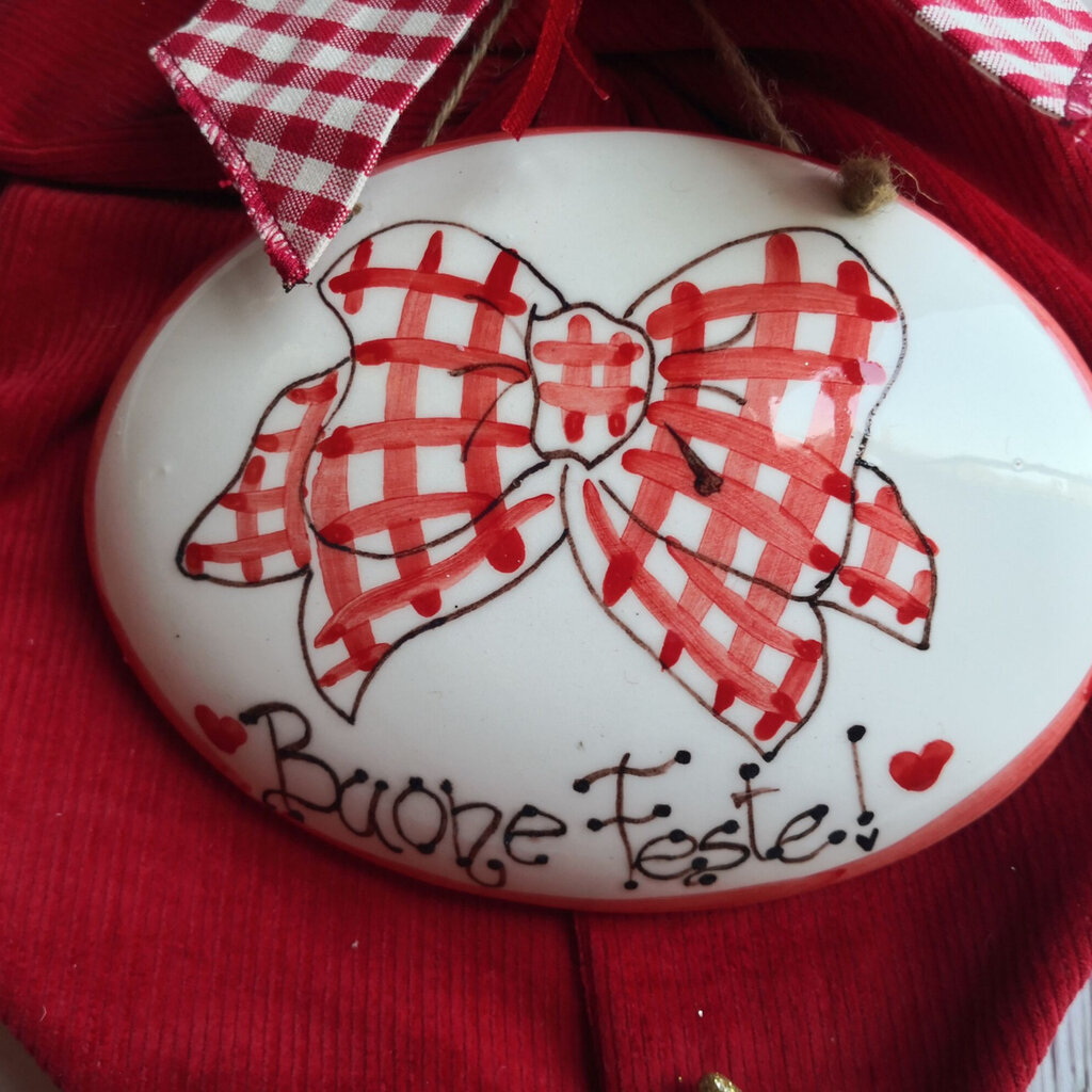 Fiocco natalizio in velluto rosso - Feste - Decorazioni - di Le cre