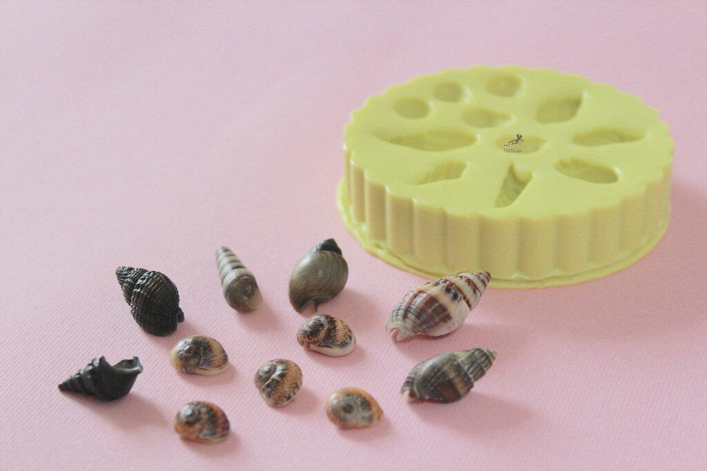 RFGHAC Set di 5 stampi in silicone a tema marino, ippocampo, alghe marine, granchi, conchiglie, conchiglie, tartarughe marine, cioccolato, caramelle, pasta di gomma, pasta polimerica