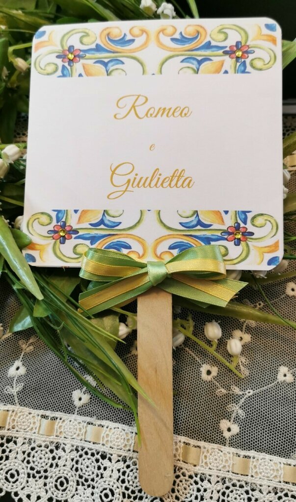 Ventaglio Matrimonio Personalizzato Ceramica Siciliana - Feste - Ma