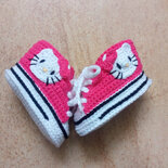 Scarpine uncinetto Hello Kitty, crochet baby shoes, newborn gift, baby shower 
