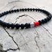 Bracciale elastico onice nero opaco corallo rosso e ematite, bracciale di pietre dure, uomo o donna per coppie. Fatto a mano