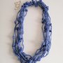 Collana filato sintetico luccicante blu