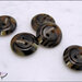 5 bottoni vintage in resina, striato beige marrone nero - 2 fori - mm. 18 - 5 pezzi