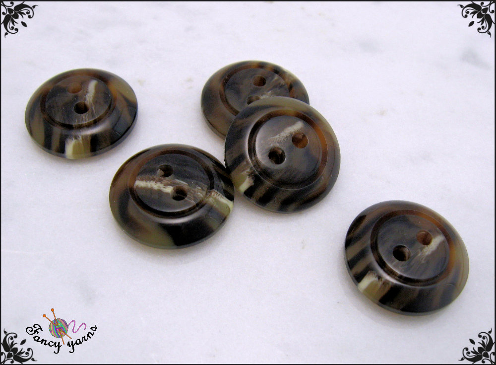 Bottoni In Resina Minimalista Finto Corno – 5 Pezzi, Dimensioni 20 Mm, Colore Nero Puro