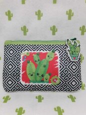Mini pochette in feltro con cactus