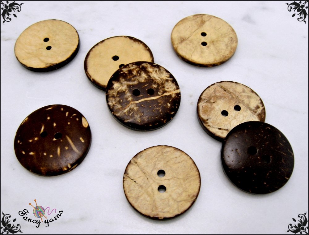Bottoni In Vero Cocco LÜNA – 35mm, 3 Pezzi, Forma A Corno, Per Tute E Giacche