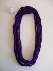 Collana lana viola con fiore