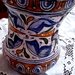 Vaso di maiolica con tappo manufatto ad alberello, con motivo del 400 su tutta la rotondità del vaso e sul tappo,
