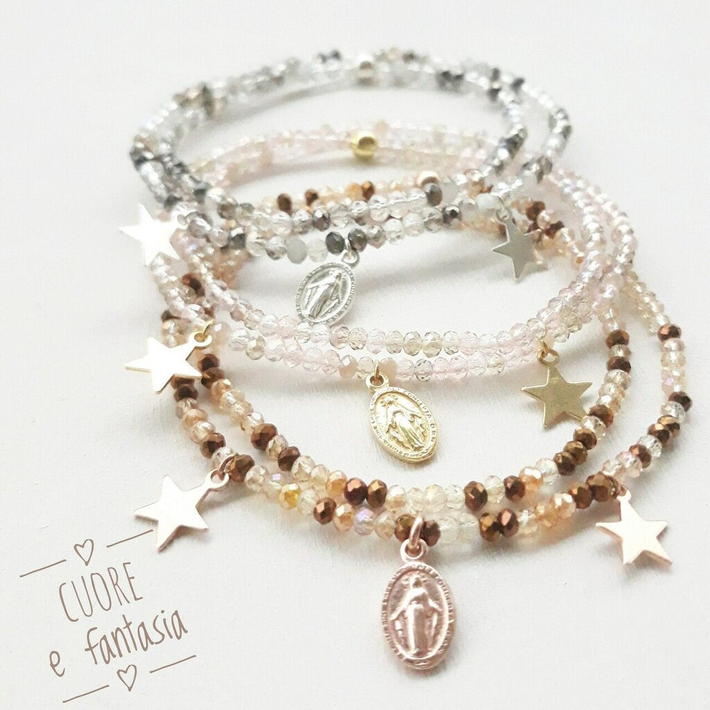 Set di 5 braccialetti alla moda a forma di cuore con strass