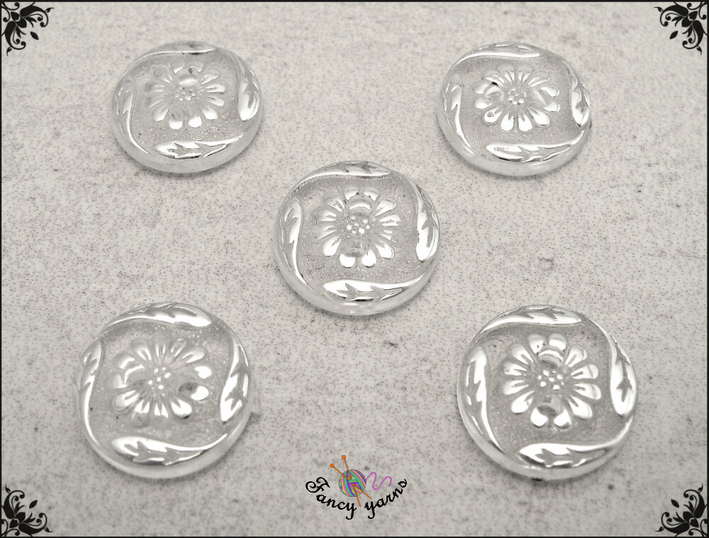 Bottoni Automatici A Scatto Dritz Con Motivo Floreale - Bianco, 25mm, 2 Set - Per Cucito E Accessori - 3