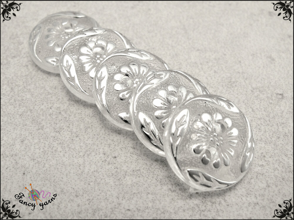 Bottoni Automatici A Scatto Dritz Con Motivo Floreale - Bianco, 25mm, 2 Set - Per Cucito E Accessori - 2