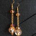Orecchini con cristalli ambra e perle in resina con inclusione di foglia oro e glitter