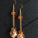 Orecchini con cristalli ambra e perle in resina con inclusione di foglia oro e glitter