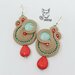 Orecchini verde menta, rosso e sabbia - orecchini soutache pendenti - orecchini cerimonia