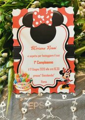Invito 1 Anno Personalizzato con decoro Minnie