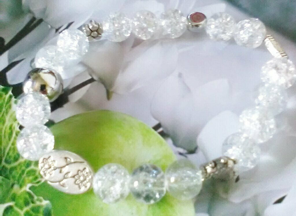 ELEGANTE BRACCIALE CON PERLE VETRO TRASPARENTI - DISTANZIATORI IN A