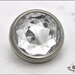 5 bottoni con strass colore cristallo mm. 13, base in metallo colore argento, attaccatura con gambo 