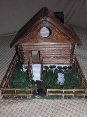Casetta In legno, miniatura artigianale, presepe fai da te