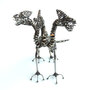 scultura cerbero in acciaio misure  30 cm per 30 cm Metal sculpture mostro 3 teste scultura in acciaio riciclo rottami oggetti da collezione
