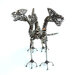 scultura cerbero in acciaio misure  30 cm per 30 cm Metal sculpture mostro 3 teste scultura in acciaio riciclo rottami oggetti da collezione