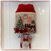Casetta natalizia in cotone con cuore in lino 