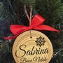 3X Decorazione Albero Natale Personalizzata Regalo Legno Inciso Tronchetto