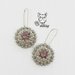 Orecchini grigio, argento e rosa in tessitura di perline - orecchini lunghi pendenti