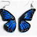 orecchini pendenti in ecopelle dipinti farfalla blu con brillantini fatti a mano