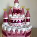 Torta pannolini castello principesse corona glitter rosa fucsia