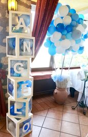 Cubo palloncini scatola trasparente nome baby shower battesimo baloon box