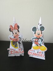 Scatolina porta confetti caramelle topolino triangolo triangolino Mickey mouse nome festa compleanno