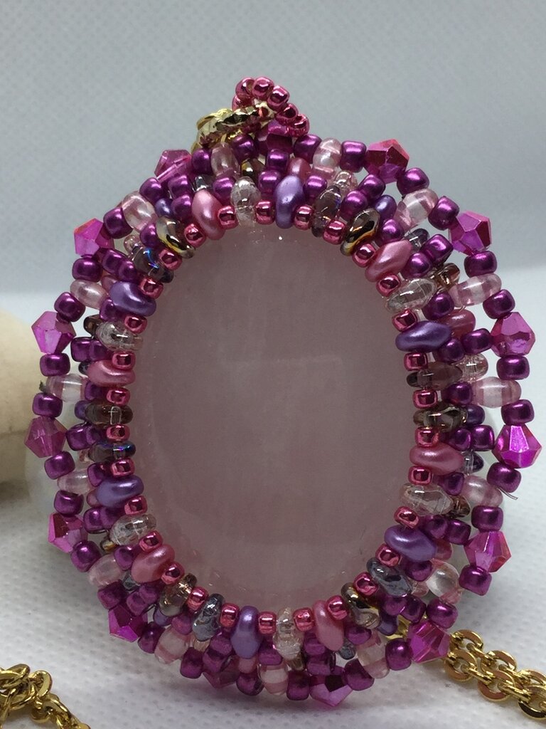 Ciondolo In Quarzo Rosa, Pietra Rosa Ovale, Argento Sterling 925 - Foto 11