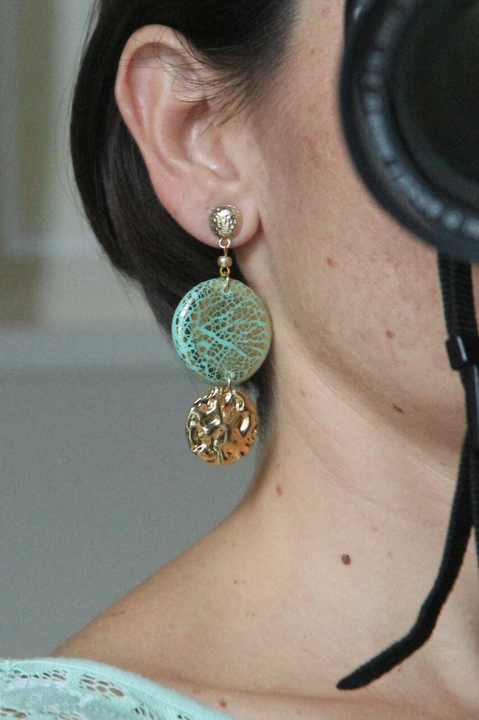 Orecchini perno cerchio vuoto effetto spazzolato 16mm con anello aperto Argento x2 - Perles & Co
