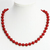Collana donna in vero corallo rosso naturale perle 8 mm chakra cristalloterapia