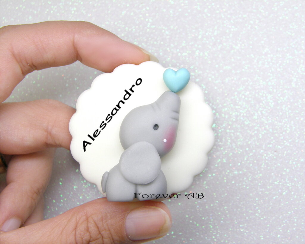 Calamita Elefante elefantino personalizzabile cuore nascita battesimo  compleanno bomboniere bomboniera