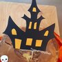 Cake topper casa stregata halloween decorazioni torta bambini,addobbi Halloween tavolo torta,decorazione dolci,festa a tema,zucca,fantasma,teschio,castello,arancione nero 