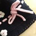 scaldacollo lana bambina fatto a mano a uncinetto blu e rosa con fiori crochet e nastro con fiocco stile elegante romantico
